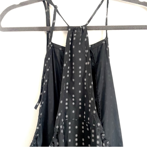 Free People Everlong Trapeze Cotton Mini Dress Smock in Black Combo Size M - Picture 10 of 10